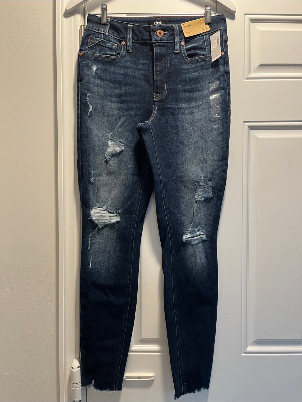 Maurices Dark Blue Distressed Skinny Jeans